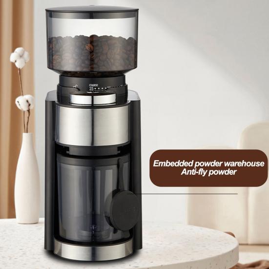 Электрическая кофемолка с жерновами, Plug-Play, управление одним касанием, простая в очистке, автоматическая машина для измельчения кофейных зерен с плоскими жерновами