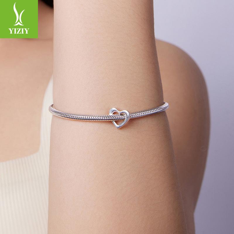 S925 Sterling Silver Simple Love Beaded Loose Beads Cold Wind Diy Jewelry Accessories