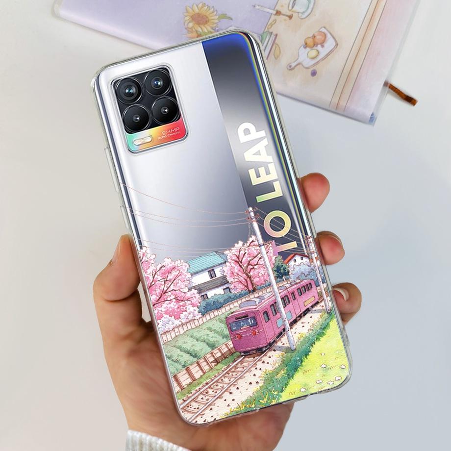 Для Realme 8 Чехол Цветок Мода Кошка Милый Чехол Coques Для Realme 8 Pro Чехлы Для Телефона Чехол Realme8 5G Realme 8i Fundas Мягкий Capa