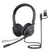 Nuroum Headset USB Wired with Noise Binaural Mute Clear For Remote Web For Compatible with Black HP21 Microphone, Canceling, Function, Calls, Work,