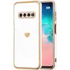 Protective Case - Samsung - Galaxy S10 - Heart Pattern - Flexible - Luxury - White