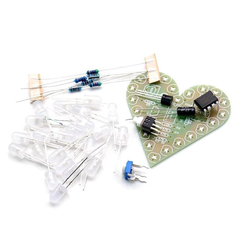 DIY Heart Shape Breathing Lamp Kit LED Circuit Board 4V 6V Electronic Solder Assembly for Electronics Student Project
