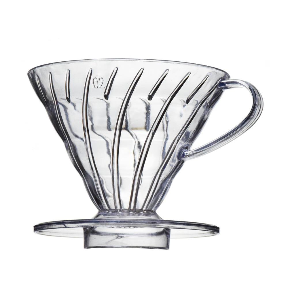 Durable Plastic Coffee Hand Dripper 01/02 Dripper V shaped 60 Coffee Filter Cup 1-4Cups Spiral Hand Filter Household