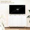 Sideboard Buffet Cabinet, Modern Kitchen Storage Cabinet with Adjustable Shelves and Metal Legs, White