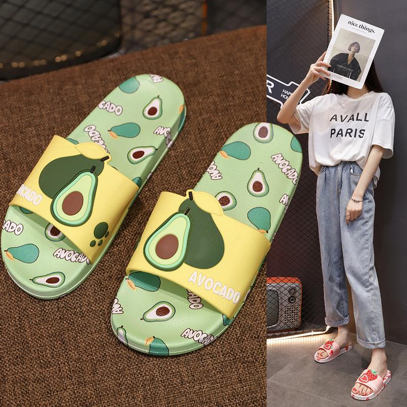 Fashion Mazefeng Brand New 2024 Women Slippers Open Toe 2cm Heels Cute Cartoon Fruit Stylish Soft Comfort Non-Slip Bathroom Summer 36-41