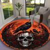 Gothic Crow Blood Skull Aura Carpet, Non-slip Office Chair Rug, Digital Print Home Round Rug, Unique Festival Decorations