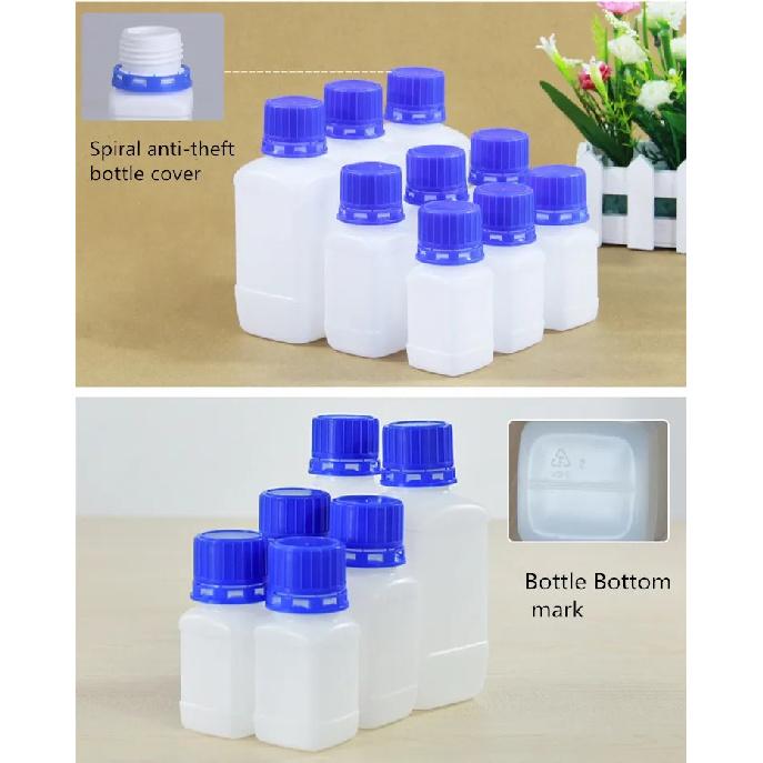 10Pcs Empty Square Plastic Bottles Leakproof Liquid Storage container Food Grade HDPE bottles 60ML/100ML/250ML