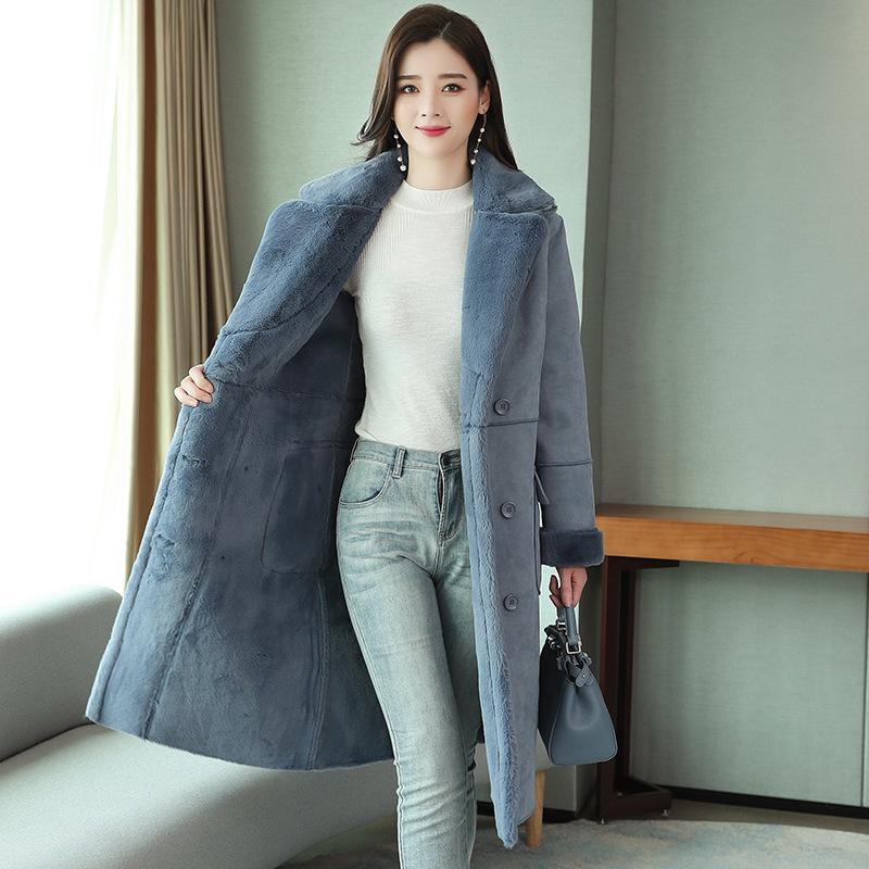 Winter Imitation Lamb Wool Coat, Women's, Plush Cotton Coat, Large Wool Collar, Slim Coat