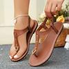 Sandals Women Toe Post Studded Sandals Simple Solid Colour Outside Thin Bottom Open Toe Clip Toe Beach Sandals Ladies Shoes