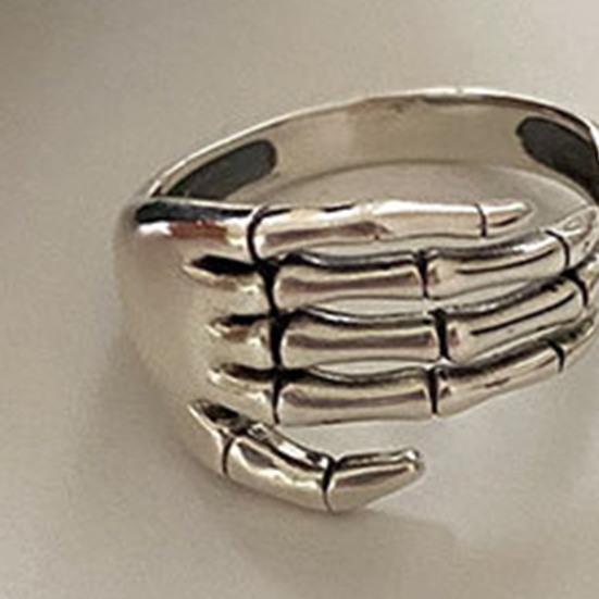 Женское кольцо из кости, открывающееся вручную, регулируемое кольцо в стиле ретро, ​​регулируемое кольцо на палец для Хэллоуина