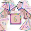 7 Pcs Pink Colorful Standard Metal Dice Solid Metal Polyhedral Dice Set Suitable for Role-Playing RPG  Board Game Card Game