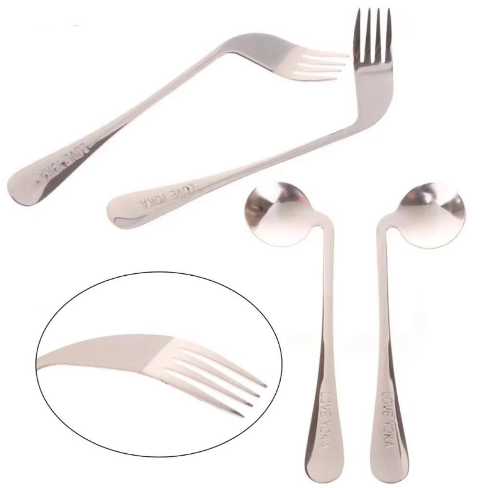 Angled Curved Spoon Fork Elderly Patients Feeding Aid Tableware Self Feeding Utensil Self Feeding