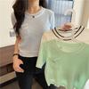 Moda Qizlar Mayin Shamli Xarakter Dumaloq Bo'yinli Trikotaj Toplar Ayollar Kundalik Yozgi Zarur Qulaylik va Usul Slim Fit Pulloverlar Maykalar
