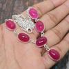 Ruby (Simulated) Gemstone Handmade Solid 925 Sterling Silver Jewelry Necklace