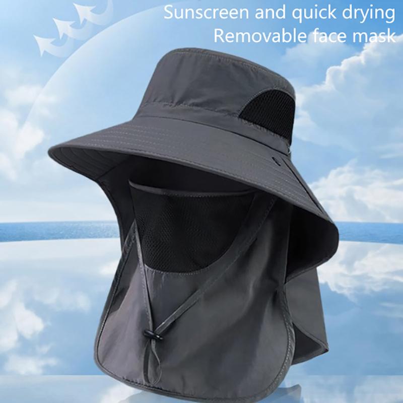 Summer Sun Hats Uv Protection Outdoor Hunting Fishing Cap For Men Women Hiking Camping Visor Bucket Hat Neck Flap Fisherman Hat