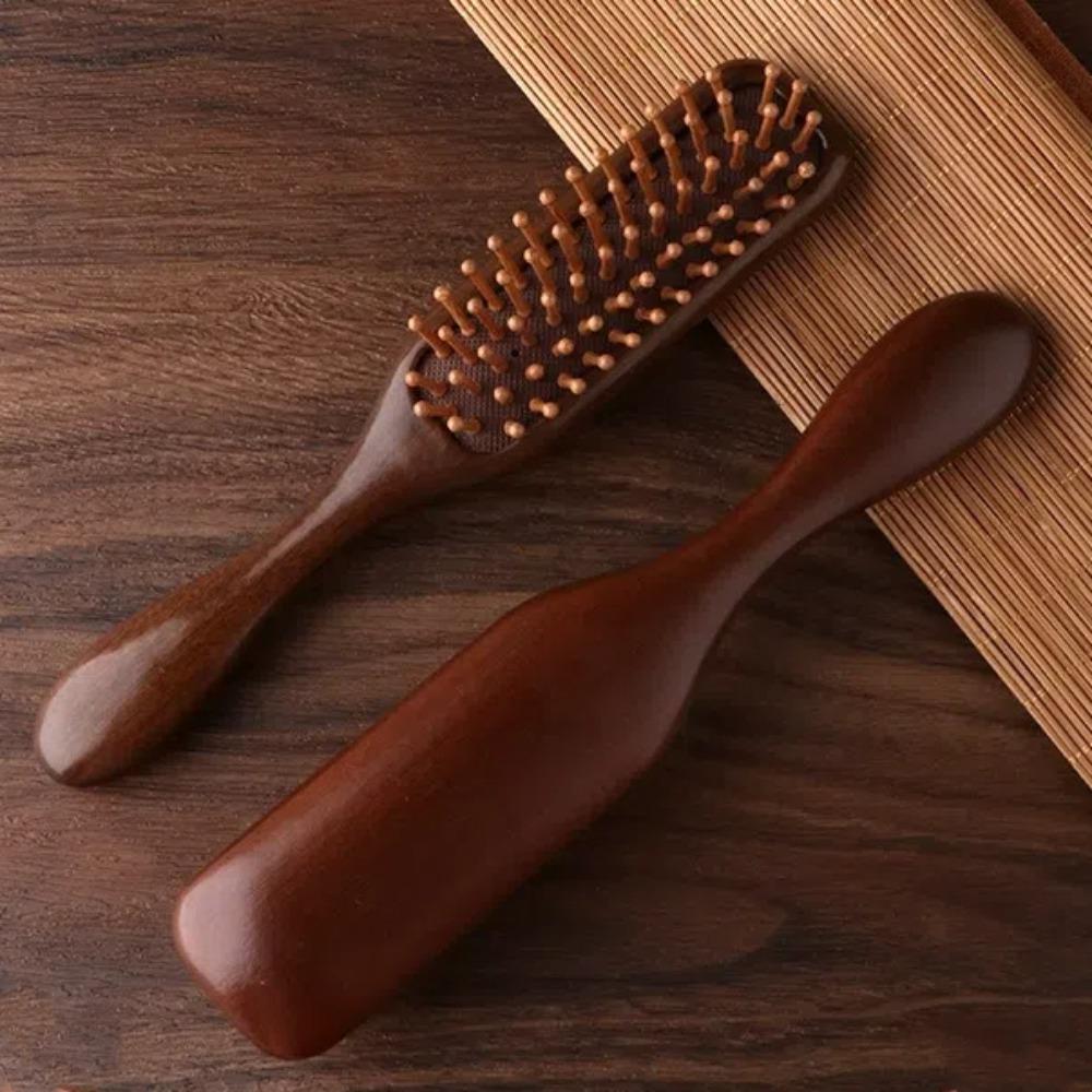 Golden Silk Sandalwood Narrow Air Bag Comb Gua Sha Scalp Massage Comb Quality Hair Comb