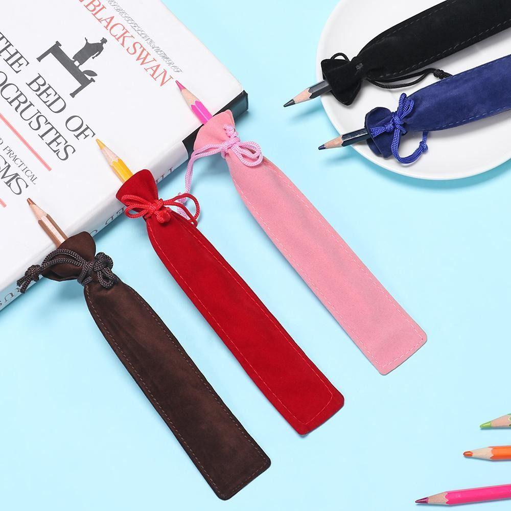Holder Stationery Single Pen Bag Office School Supplies Plush Cloth Pen Bag Velvet Pen Pouch Sleeve Double-sided Thickened