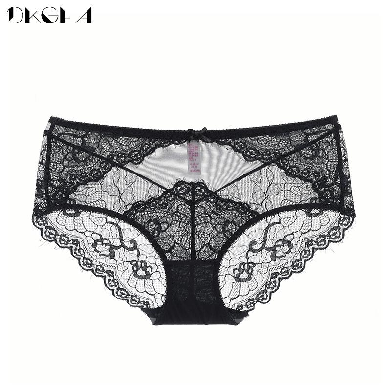DKGEA Sexy Panties Transparent Women Underwear Lace Plus Size Briefs High-Rise