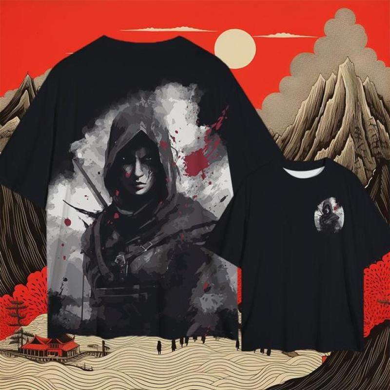 2024 мужские футболки с 3d японским самурайским принтом, мужская одежда, уличные топы в стиле Харадзюку, повседневные повседневные футболки большого размера с короткими рукавами