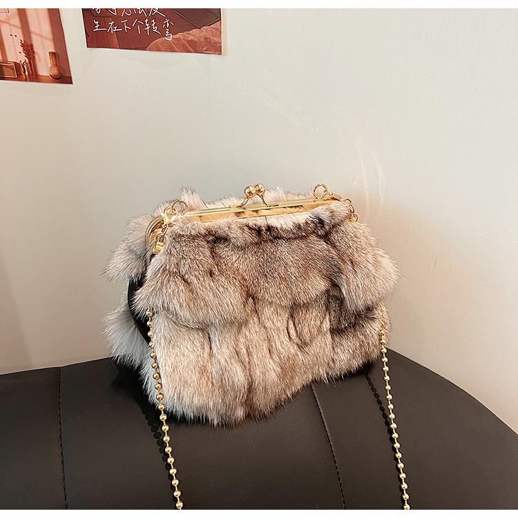 Осенью и зимой новая сумка для волос женская заколка для волос из лисы женская сумка текстура плечо через плечо облако сумка модная внешняя торговля женская сумка
