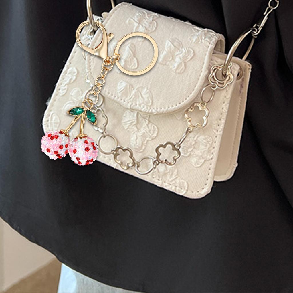 Элегантный кулон в виде вишни со стразами для сумки, украшенный кристаллами, в форме фруктов, модный брелок для сумочки, аксессуары для подвесок