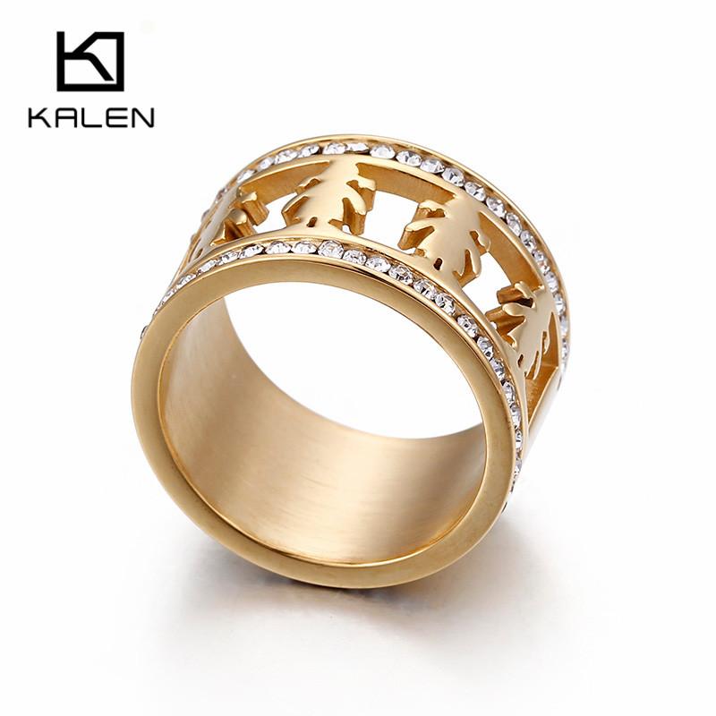 Roman Numeral Rhinestone Jewelry Stainless Steel Girl Pattern Charm Ring Ladies Mom Holiday Gift Size6-9