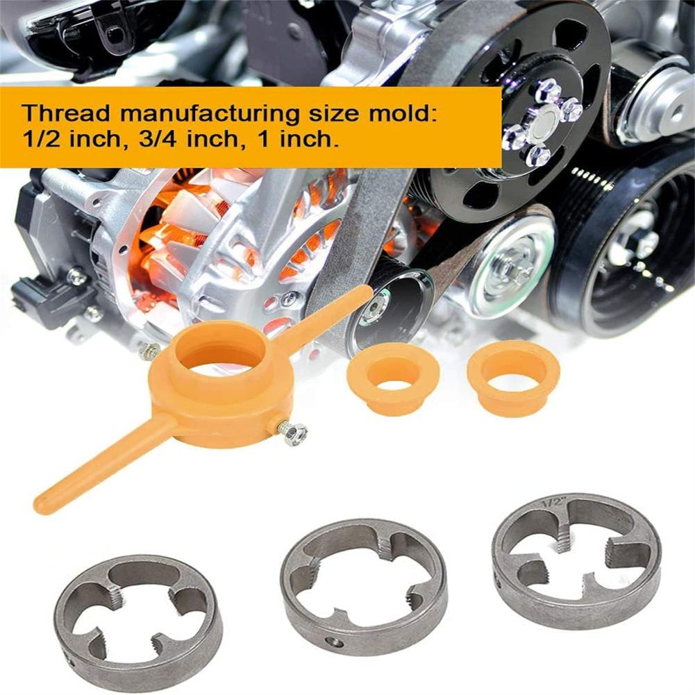 6 шт. Набор для нарезания резьбы на трубах, набор метчиков и плашек с ключом 1/2", 3/4" и 1" плашки, инструмент для нарезания круглой резьбы на трубах для дома, друзей, родственников