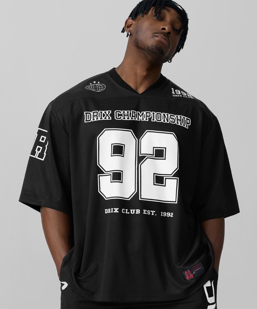 DRIX Rugby Oversized Mesh Jersey Half Sleeve_Black