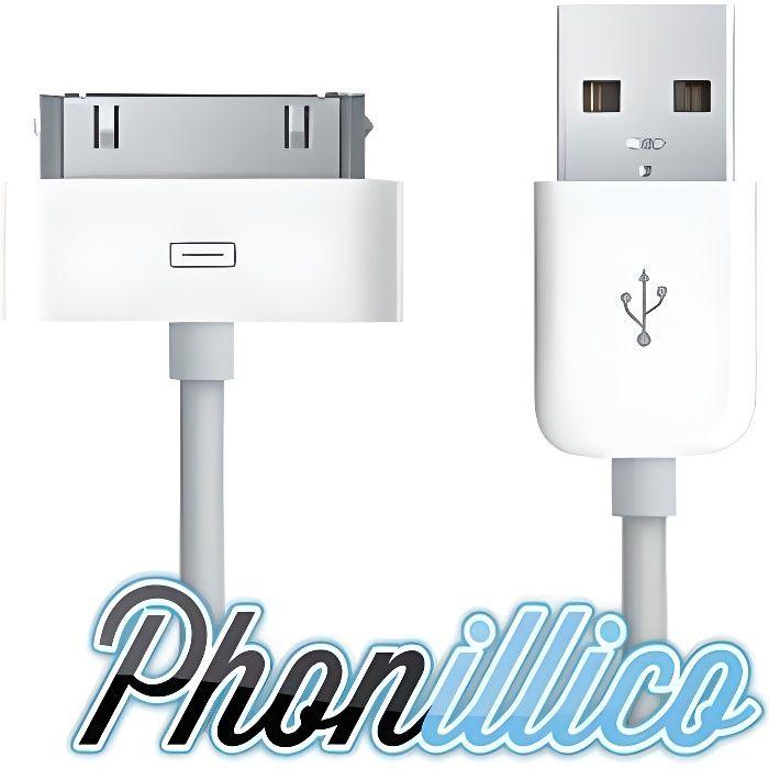 USB Cable - Compatible iPhone - 3G and 3GS - Fast Charging - White Color - 40 G