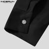 INCERUN Spring Mens Long Sleeve Shirt Solid Color Office Tops