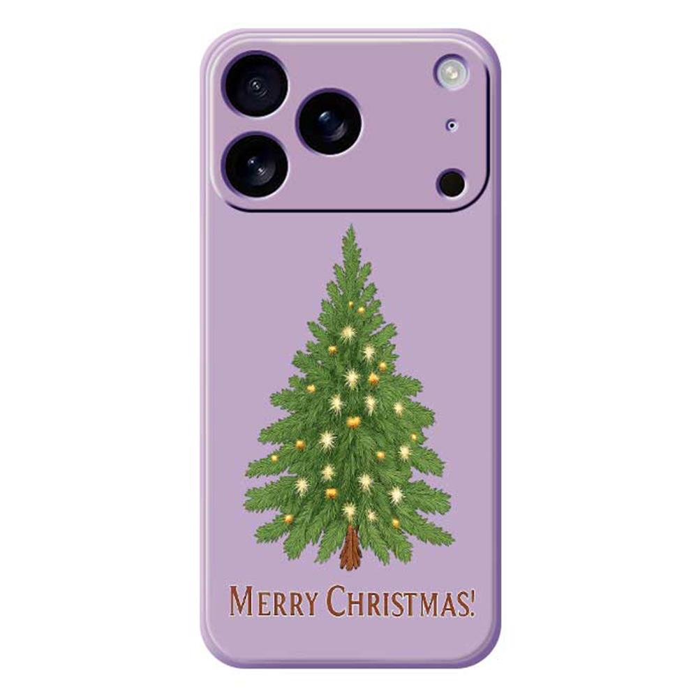 For iPhone 17 Pro Case Christmas Tree Pattern Printing Straight Edge TPU Phone Back Cover