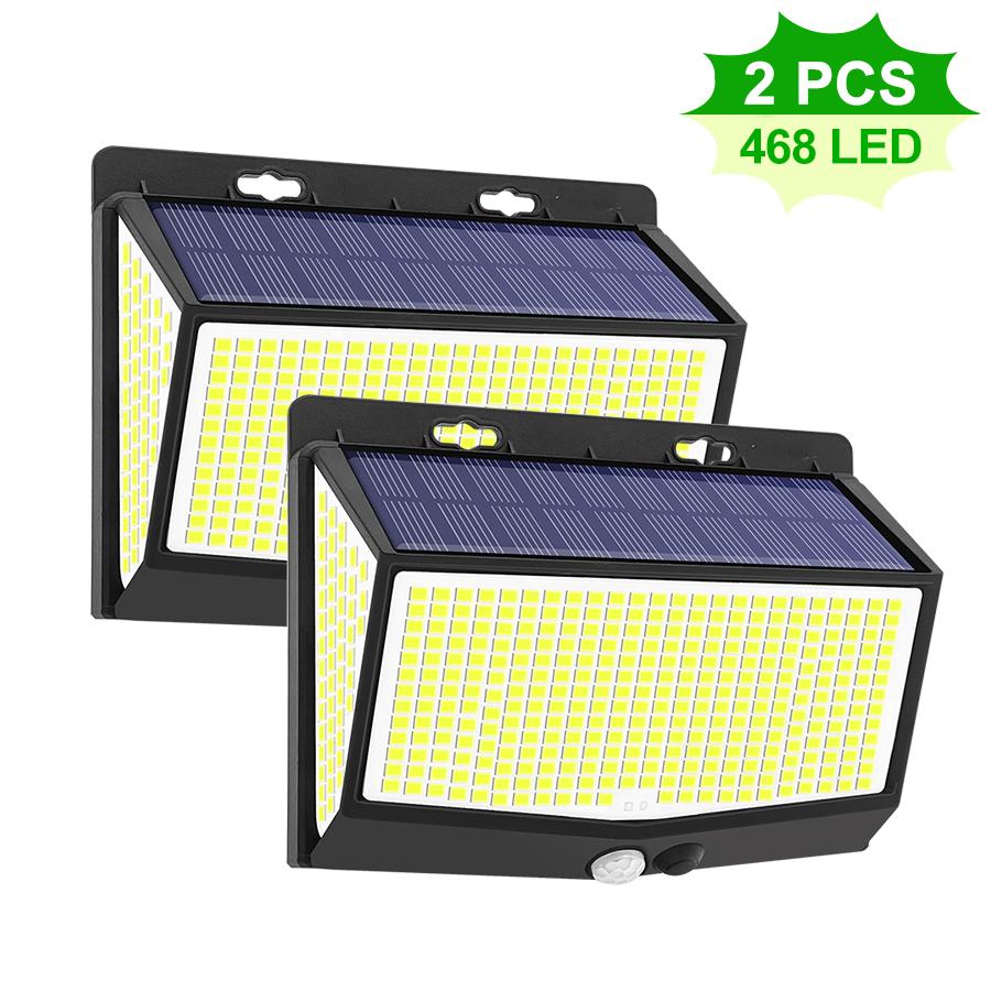 368 LED Solar Lights Outdoor Motion Sensor Solar Fence Lights 3 Modes Wall Light Waterproof Bright Solar Security Light Garage