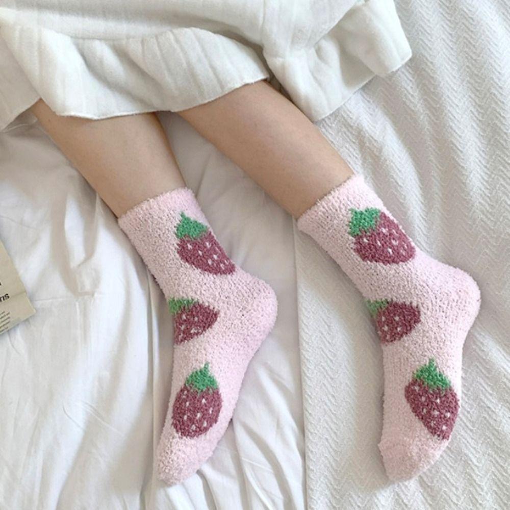 Coral Fleece Coral Velvet Socks Soft Plush Women Socks Warm Mid-tube Socks Winter