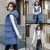 Autumn and Winter Women's Solid Color Loose Vest Hooded Long Reversible Vest Jacket Cotton Padded Women's Windproof Warm Vest