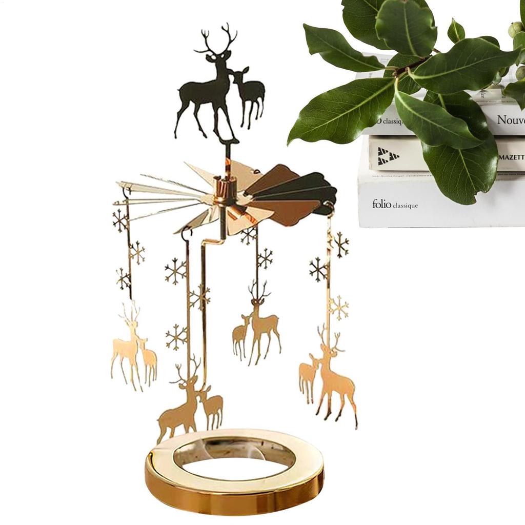 Золотые подсвечники Вращающийся поднос Рождество Романтика Вращение Карусель Подсвечник для чайной свечи Ужин Свадьба Бар Вечеринка