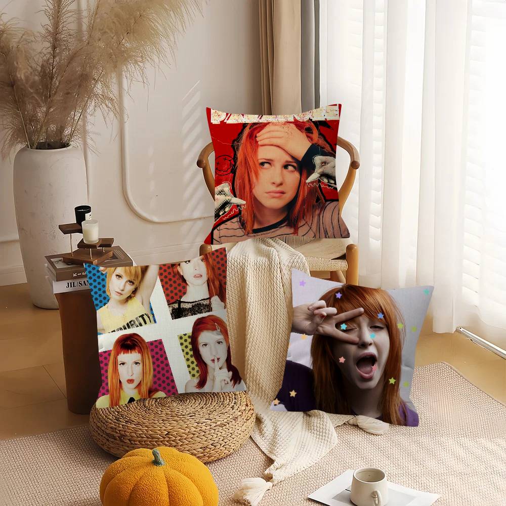 H-Hayley Williams Singer Office Cushion Pillowcase Car Cushion Cover45X45Cm Lumbar Pillowcase Sofa Pillowcover