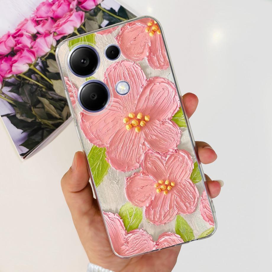 For Xiaomi Poco M6 Pro 4G Capa Case Transparent Soft TPU Slim Bumper Shell Love Heart Cute Cat Coque For Redmi Note 13 Pro 4G