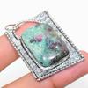 RubyFuchsite Gemstone Handmade 925 Sterling Silver Jewelry Pendant 1.89" A9V84