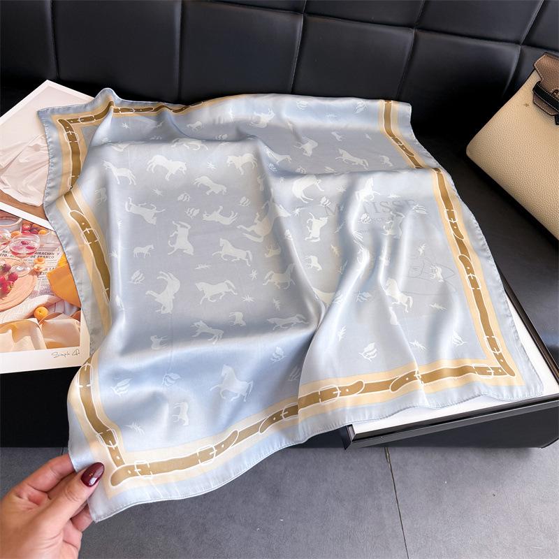 Women S Printed Equestrian Small Square Scarf For Sun Protection