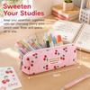 Cherry Print Pen Bag Large Capacity Pencil Pouch Stationery Organizer  School Office Supplies