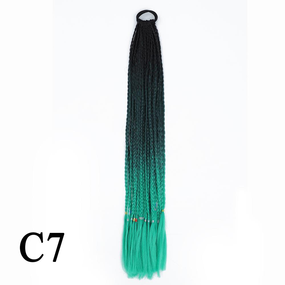 Плетеный хвост с резинкой, черный плетеный хвост ручной работы из термостойкого волокна, шиньоны с конским хвостом для девочек