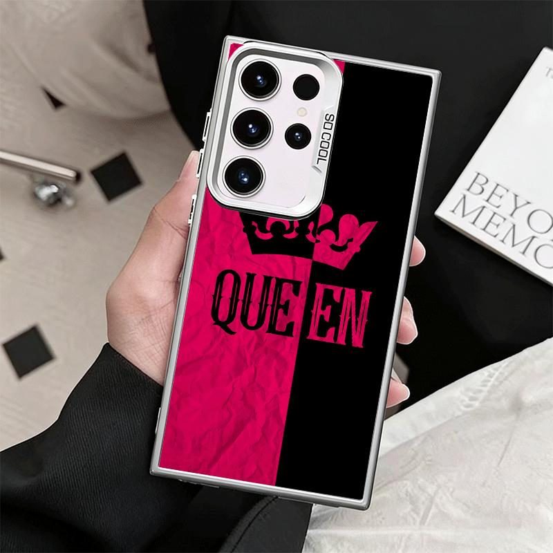 Queen King Couple Theme Soft Phone Case for Samsung Galaxy S24 S25 FE S26 Edge S23 Ultra S22 Plus S21 + Shockproof Cover Back Sh
