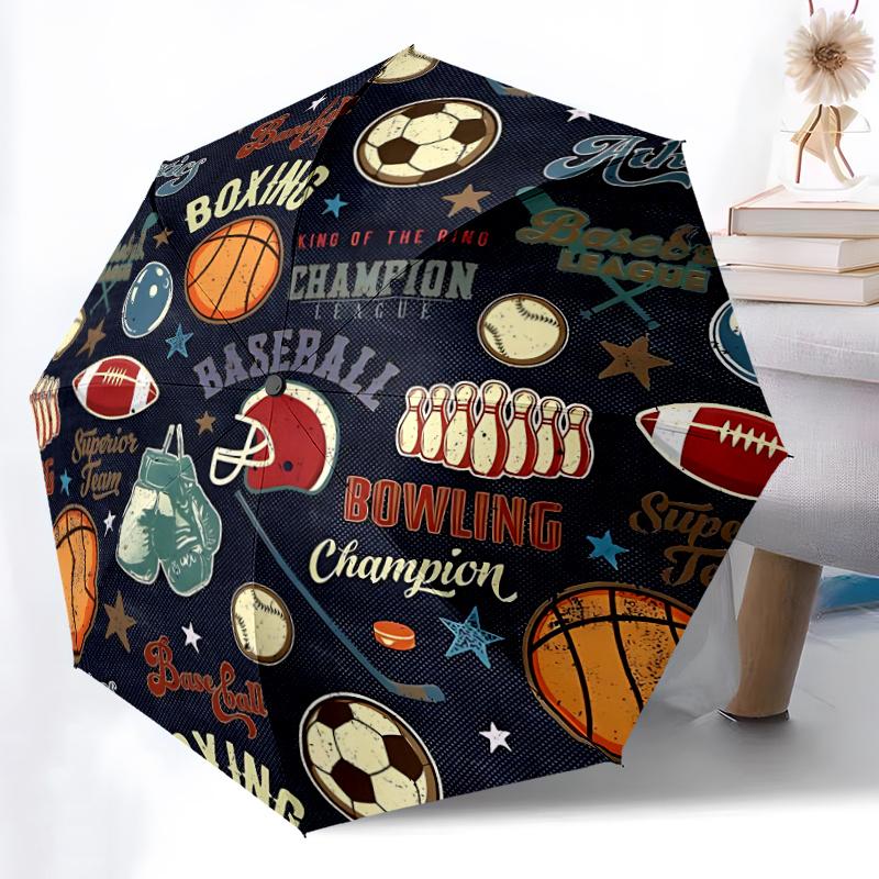 1pc Sports Roundel Automatic Open/close Umbrella, 8-Rib sturdy structure, Portable Travel Umbrella, Parties, Everyday Use, 18