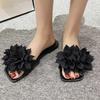 Flat Slippers Summer New Square Head Open Toe Big Flower Soft Bottom Set Foot Anti-slip Wear-resistant Beach Sandals