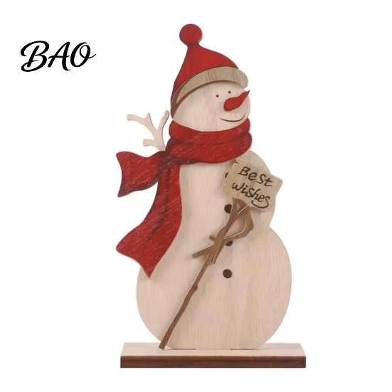Christmas Desktop Centerpieces Nordic Ornaments, Wood Reindeer Santa Claus Snowman Figurine, Rustic Wooden Seasonal Ornaments Decoration for