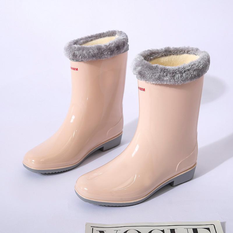 До середины голени резиновые сапоги женские на платформе резиновые туфли модные уличные туфли без застежек дождевые сапоги женские водонепроницаемые рабочие ботинки женские