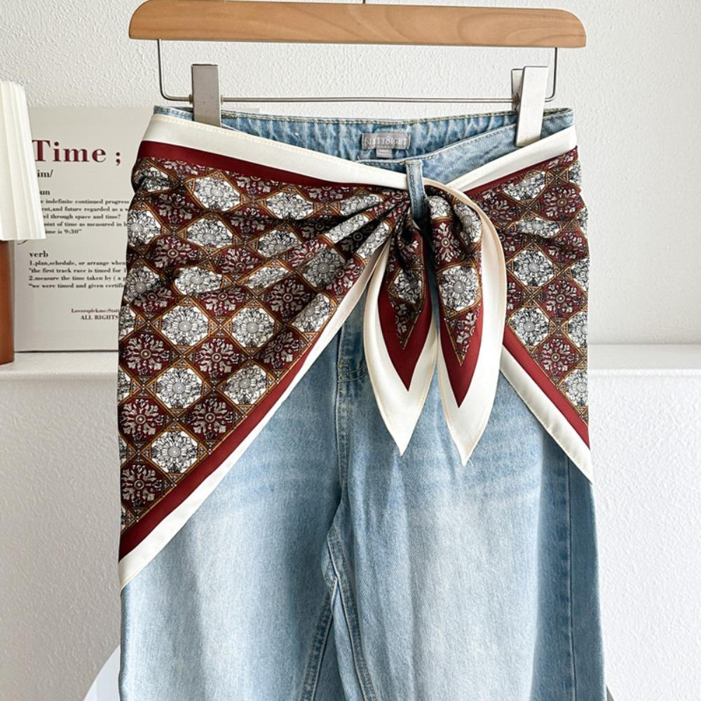 Satin Waist Triangle Scarf Belt Ethnic Style Shirt Extender Fashion Silk Scarf Women's Fashion