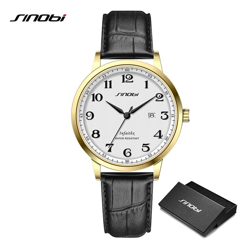 SINOBI Мужские часы, модный дизайн календаря, мужские кварцевые наручные часы, деловые мужские часы, лучшие подарки, часы для мужа