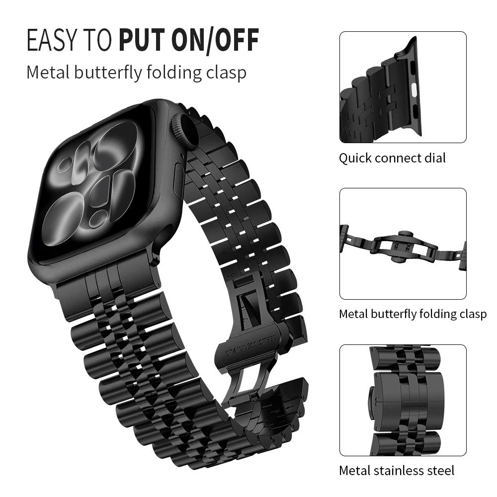 Металлический ремешок для Apple Watch Ultra 3/2 49 мм 11/10 42/46 мм 9 8 7 45/41 мм Браслет из нержавеющей стали Ремешок для запястья iwatch 6 5 SE3 44/40 мм