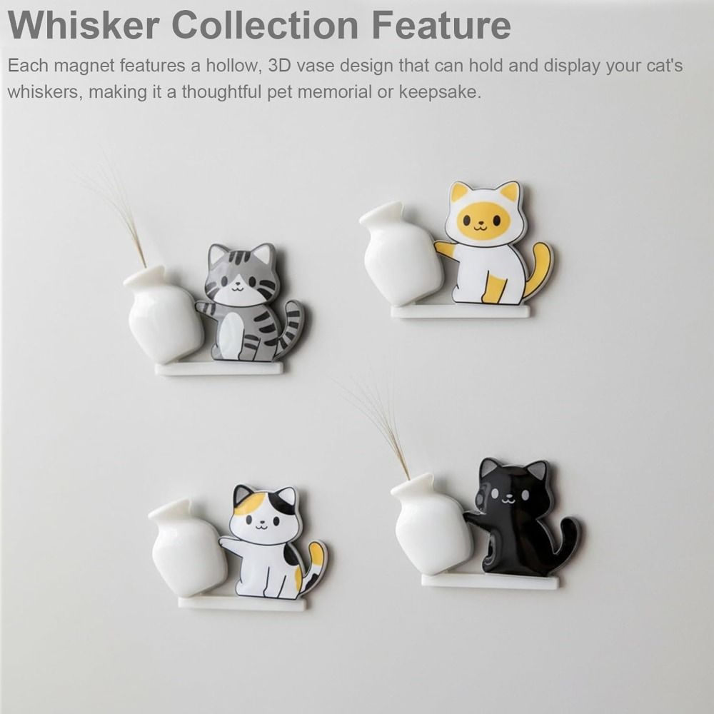 Creative Cat Refrigerator Magnet Acrylic Pet Hair Collector Fridge Magnet Vase Decor  Kitchen Use